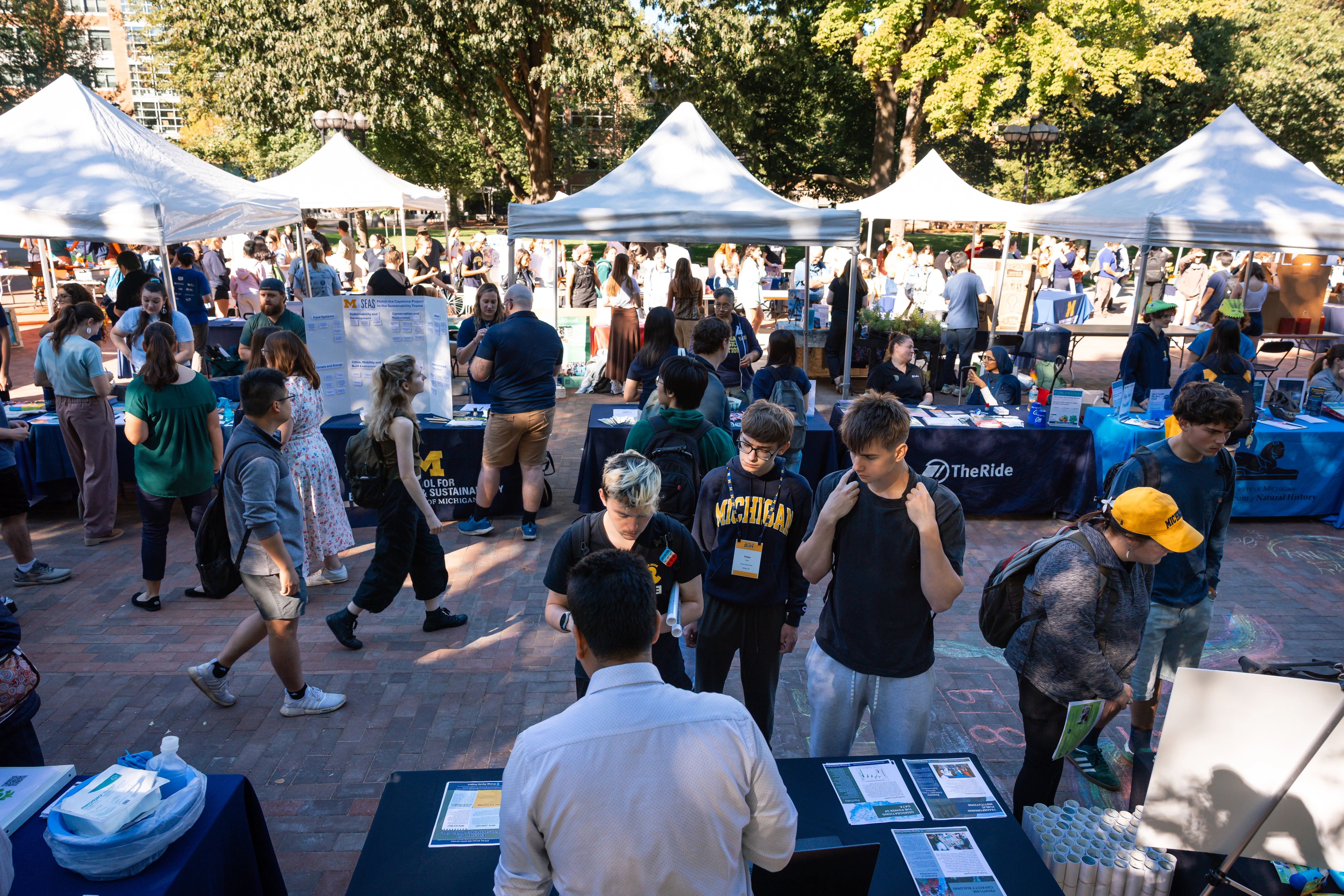 Job fair with a lot of people.