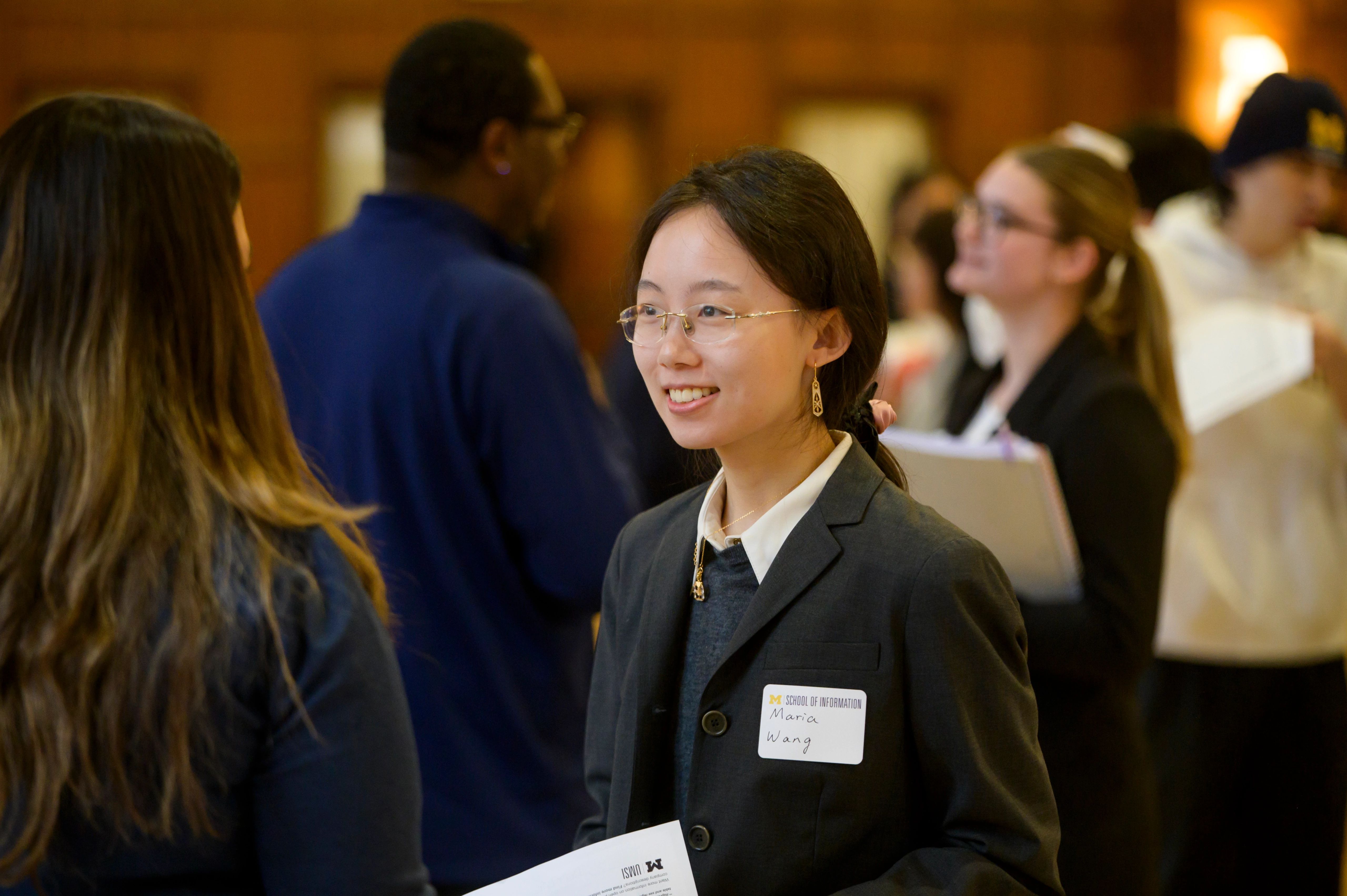 A student presenting to someone else.